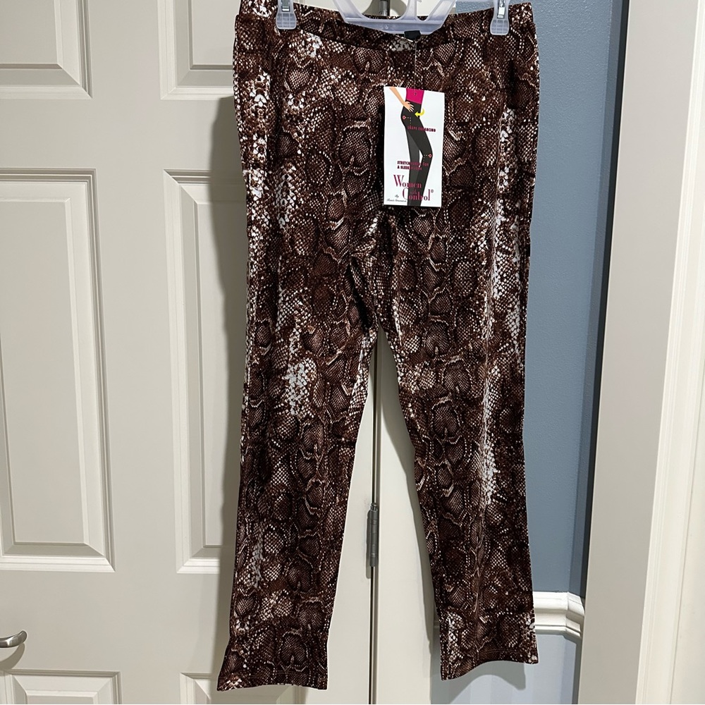 Women’s Size Medium Women With Control Brown Snake Print Leggings